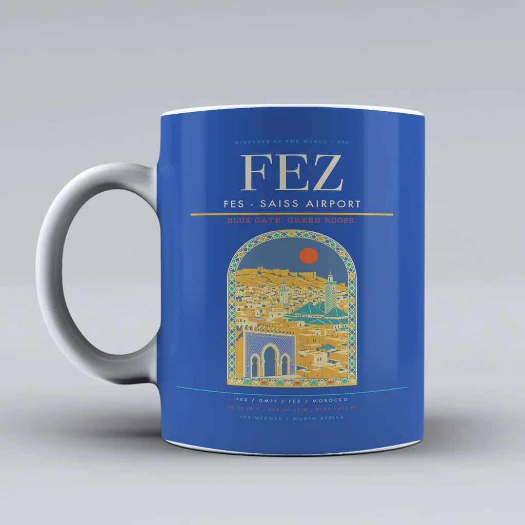 - Saiss Airport FEZ Mug design on blue fes