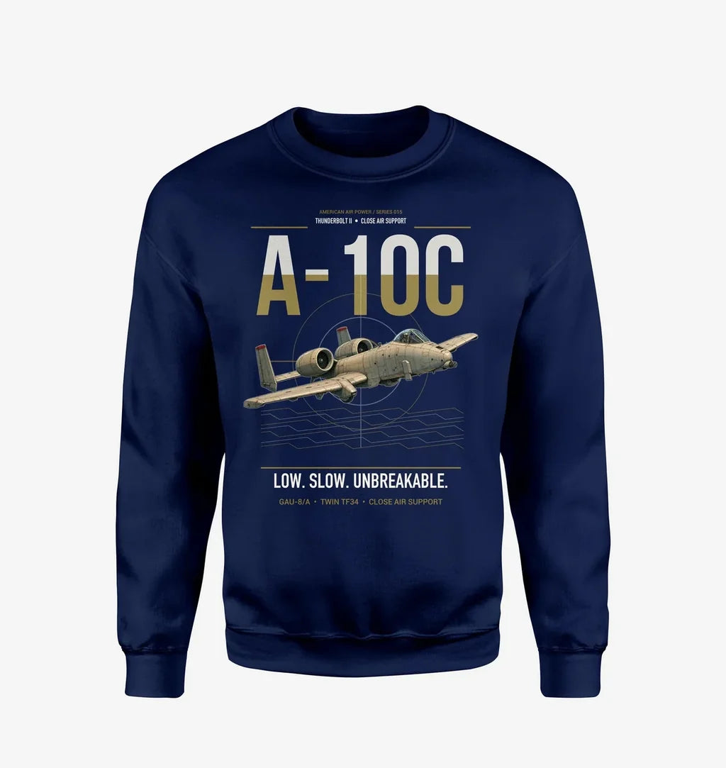 A-10C Thunderbolt II design on navy blue sweatshirt