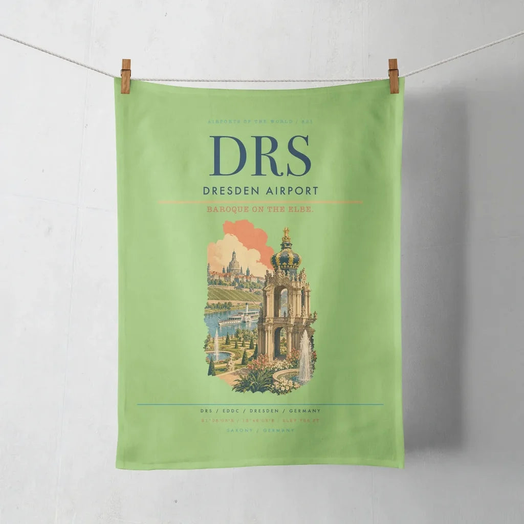 Dresden Airport (DRS) design on light green towel