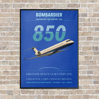 Thumbnail for Bombardier Challenger 850 vertical canvas print - framed - blue background