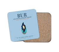 Thumbnail for Hollywood Burbank Airport (BUR) design on light blue 1 piece coaster