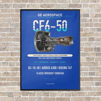 Thumbnail for CF6-50 vertical canvas print - framed - blue background