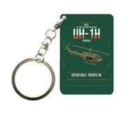 Thumbnail for Bell UH-1H Iroquois design on dark green designed key chain, double-side print