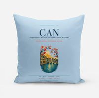 Thumbnail for Guangzhou Baiyun International Airport (CAN) design on light blue pillow