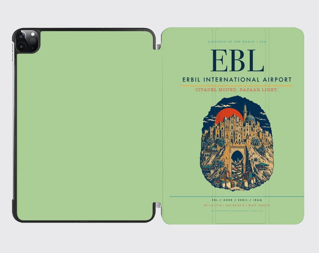 Erbil International Airport (EBL) design on light green ipad tablet case