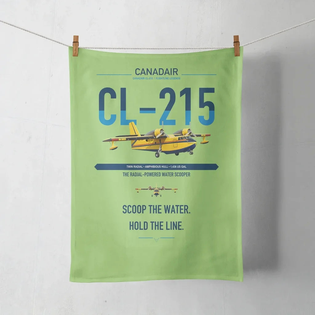 Canadair CL-215 design on light green towel