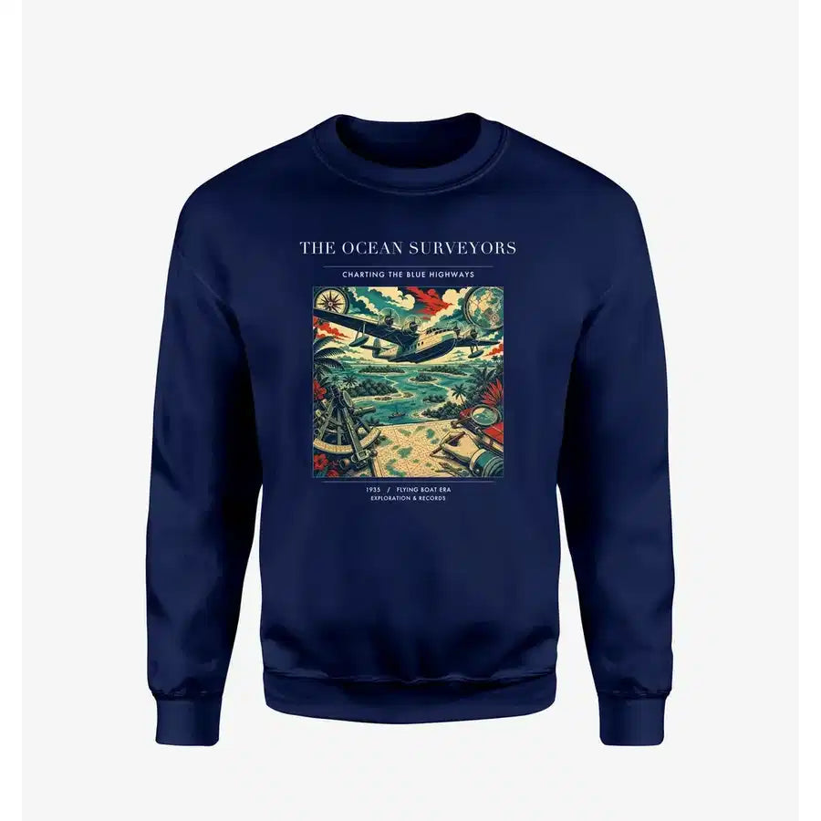 VINTAGE G4064 - The Ocean Surveyors - Designed Sweatshirts design on navyblue