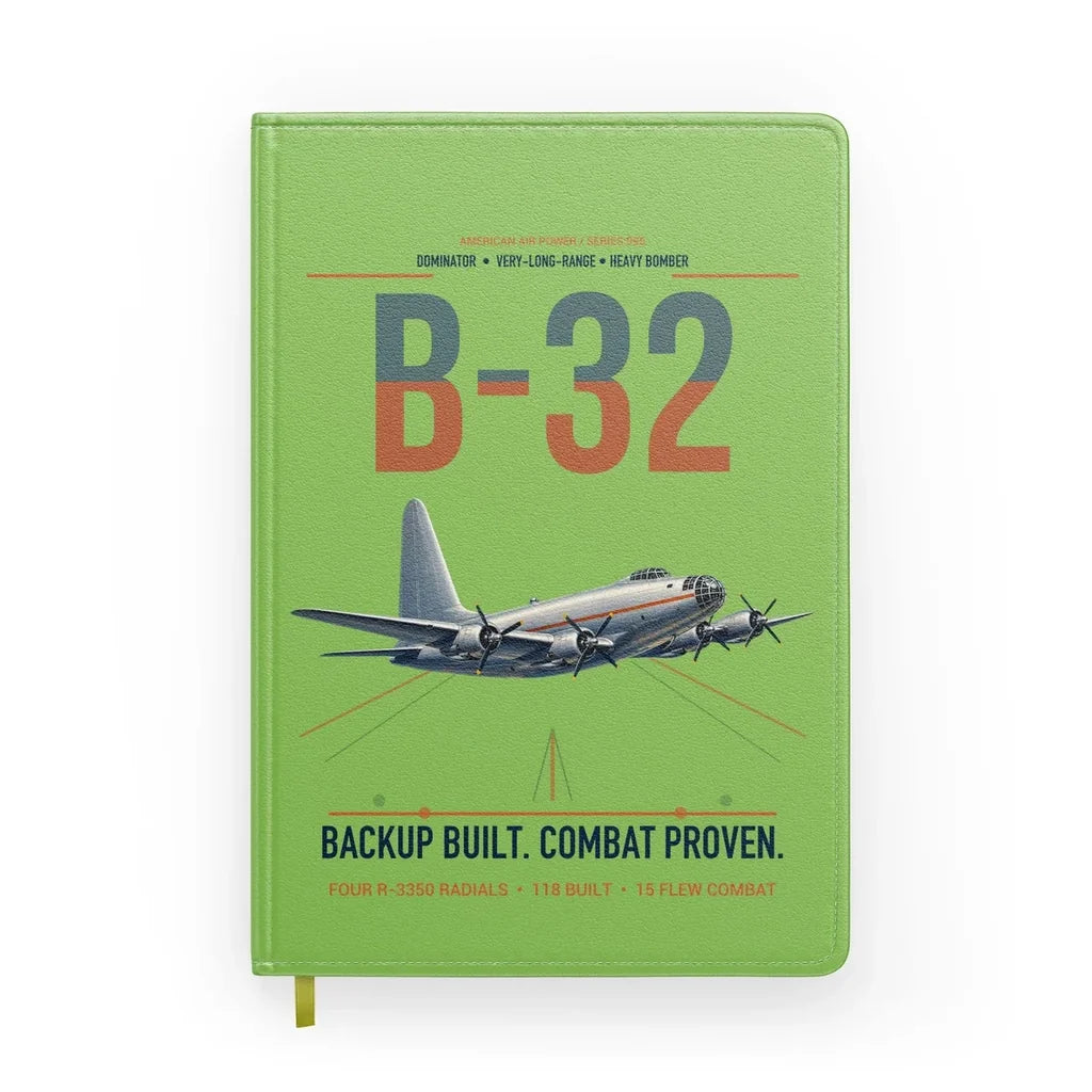 B-32 Dominator design on light green notebook