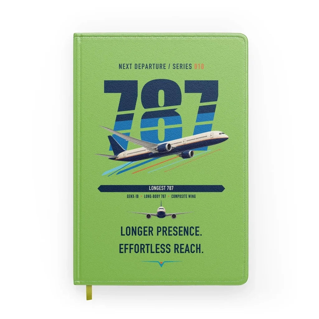 Boeing 787-10 Dreamliner design on light green notebook