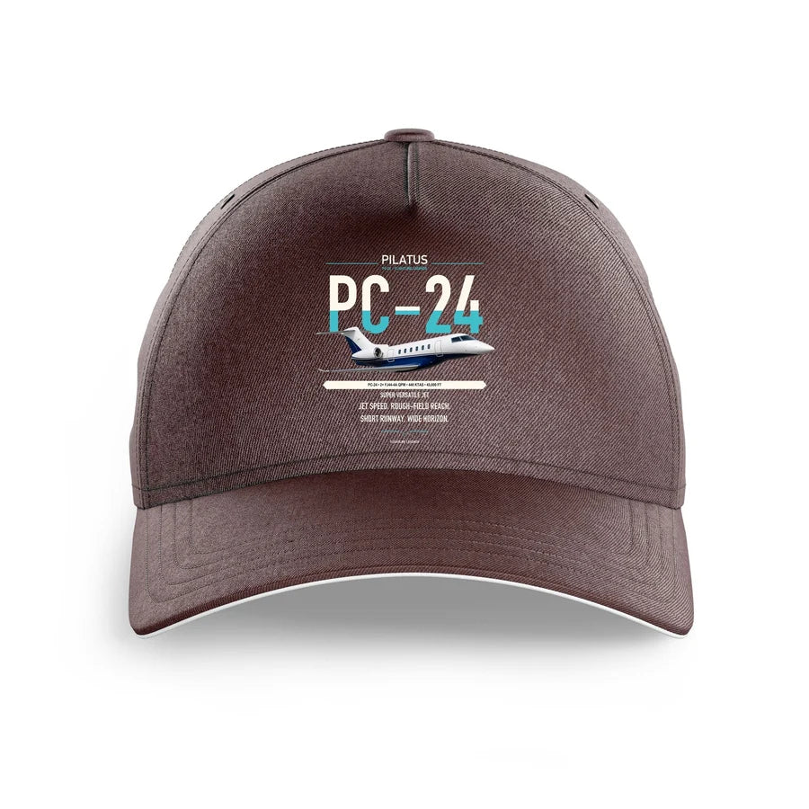 Pilatus PC-24 design on brown printed hat