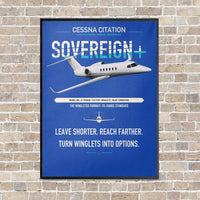 Thumbnail for Cessna Citation Sovereign+ vertical canvas print - framed - blue background