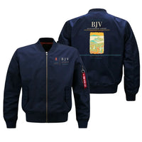 Thumbnail for Milas-Bodrum Airport (BJV) design on blue bomber jacket