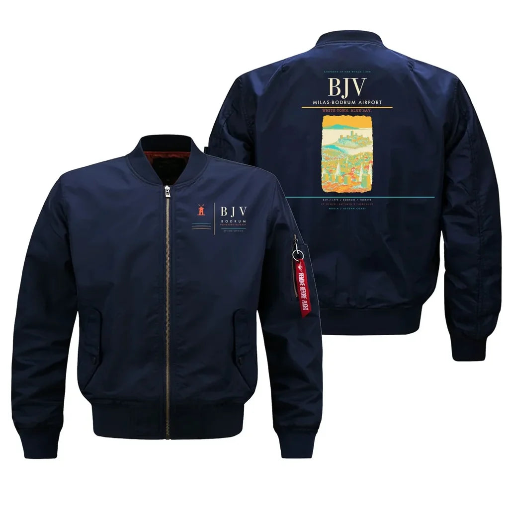 Milas-Bodrum Airport (BJV) design on blue bomber jacket