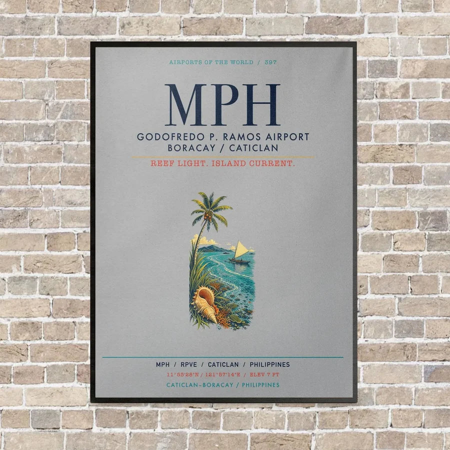 Godofredo P Ramos Airport Boracay Caticlan MPH vertical canvas print - framed - light gray background