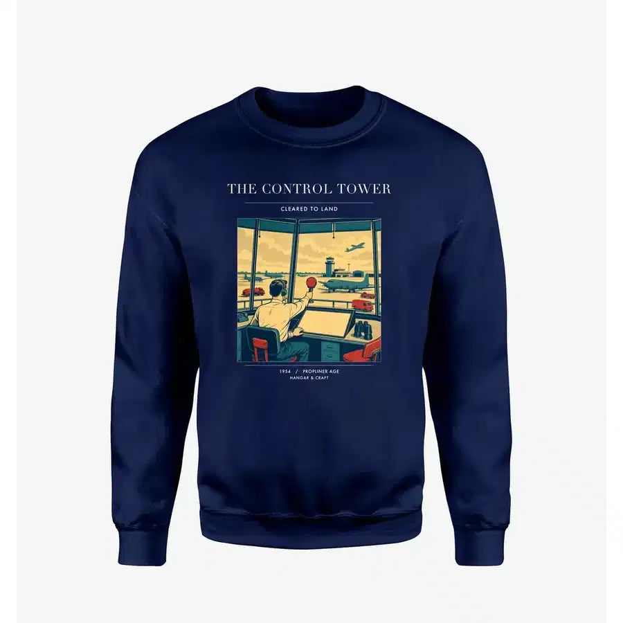 VINTAGE G4093 - The Control Tower - Designed Sweatshirts design on navyblue