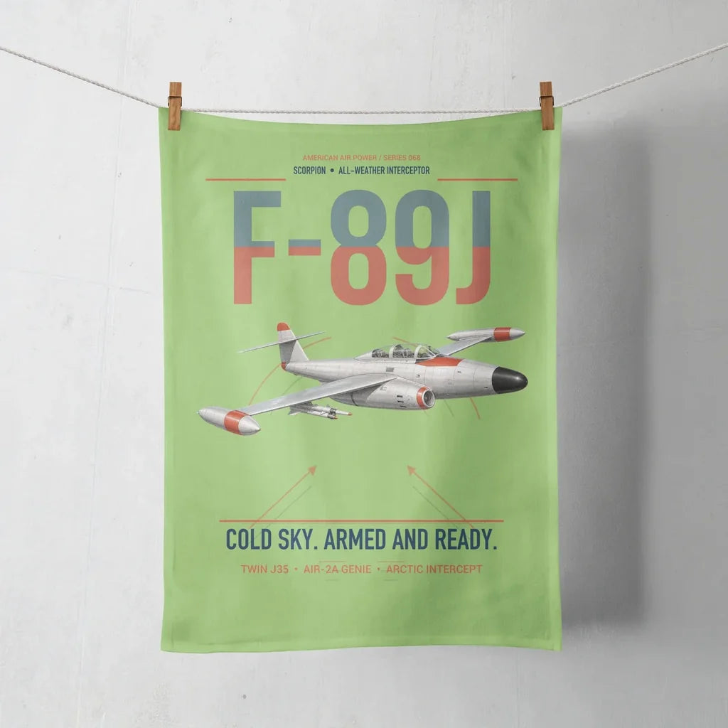 F-89J Scorpion design on light green towel