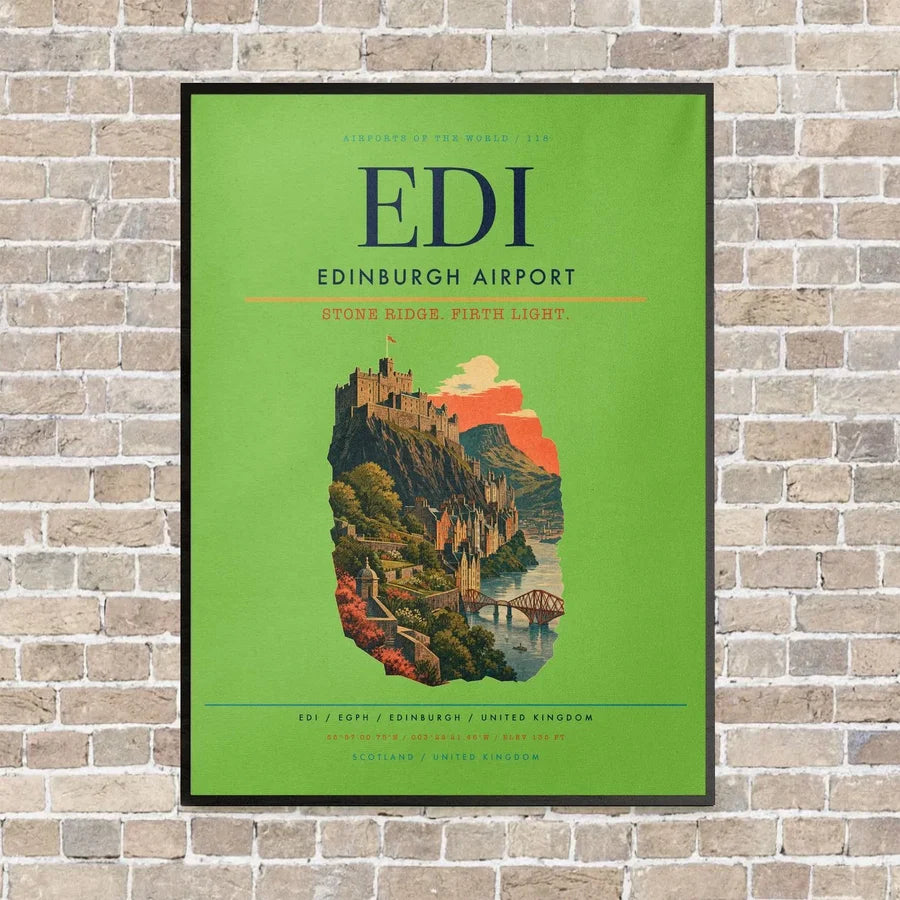 Edinburgh Airport EDI - Canvas Framed - Light Green