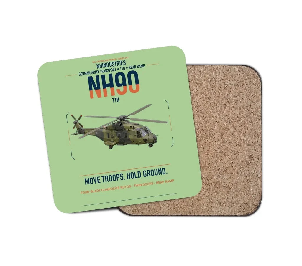NHIndustries NH90 TTH design on light green 1 piece coaster