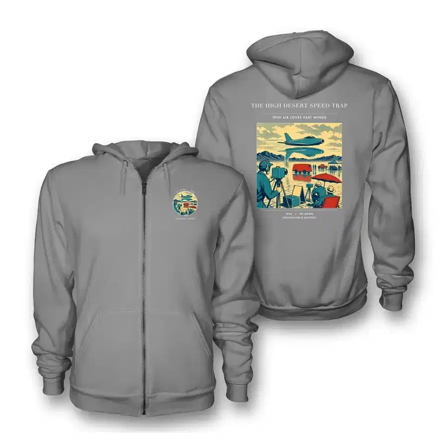 VINTAGE G4295 - The High Desert Speed Trap - Premium Zipped Hoodie design on gray