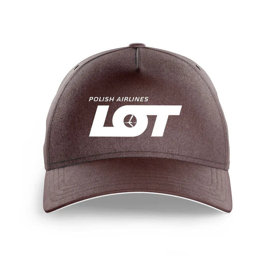 LOT Polish Airlines logo printed on brown cap