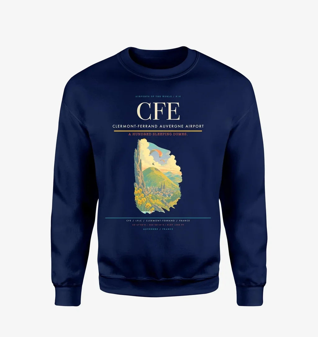 Clermont-Ferrand Auvergne Airport CFE Sweatshirt - Navy Blue