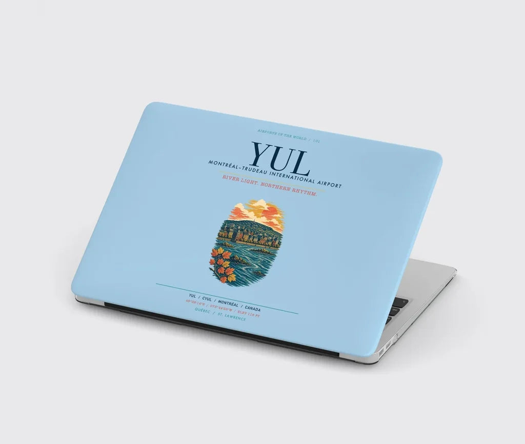 Montréal–Trudeau International Airport (YUL) design on light blue MacBook case