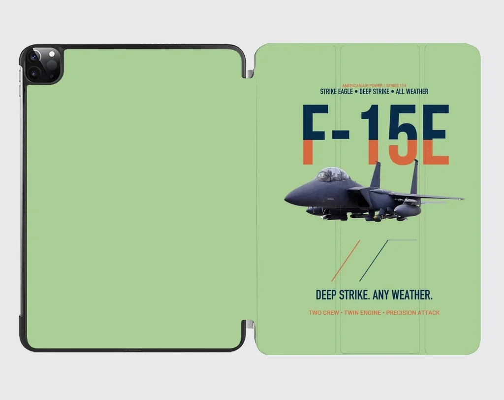 F-15E Strike Eagle Deep Strike Any Weather design on light green ipad tablet case