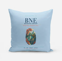 Thumbnail for Brisbane Airport (BNE) design on light blue pillow