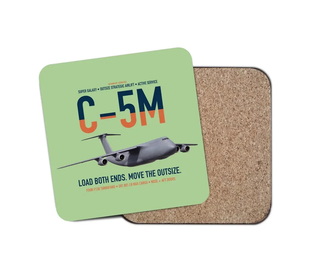 C-5M Super Galaxy design on light green 1 piece coaster