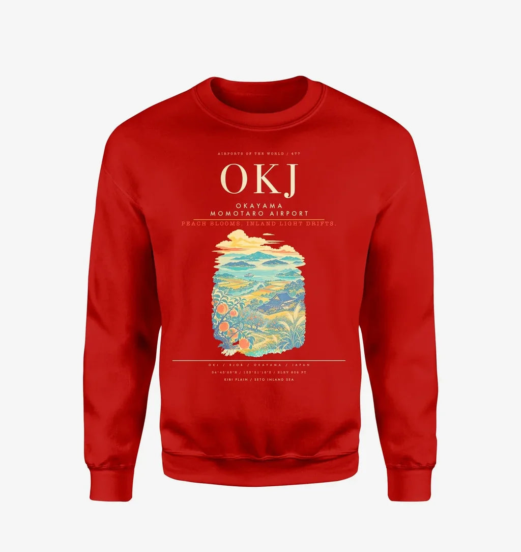 Okayama Momotaro Airport OKJ Sweatshirt - Red