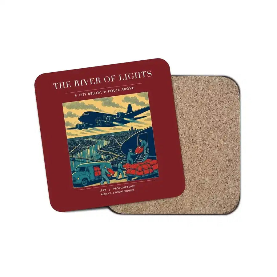The River Of Lights - Designed Coasters design on dark red 1-piece