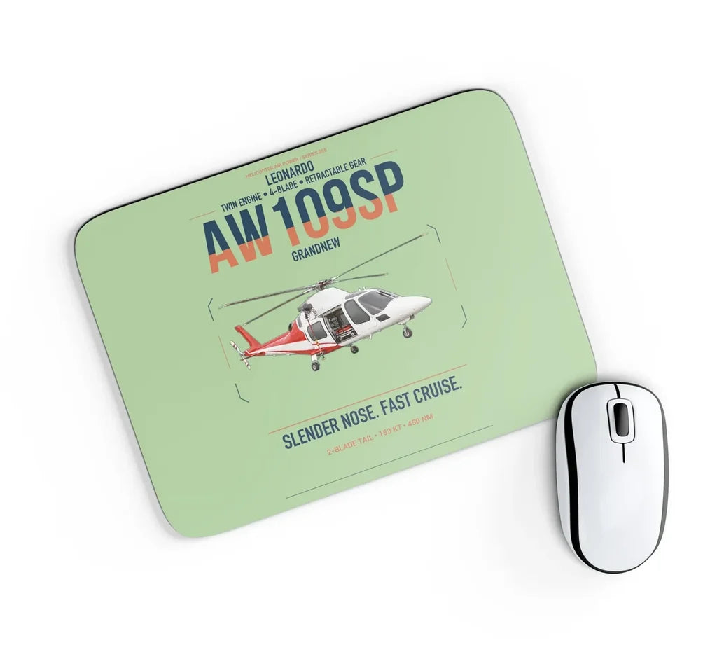 Leonardo AW109SP GrandNew design on light green rectangle mouse pad