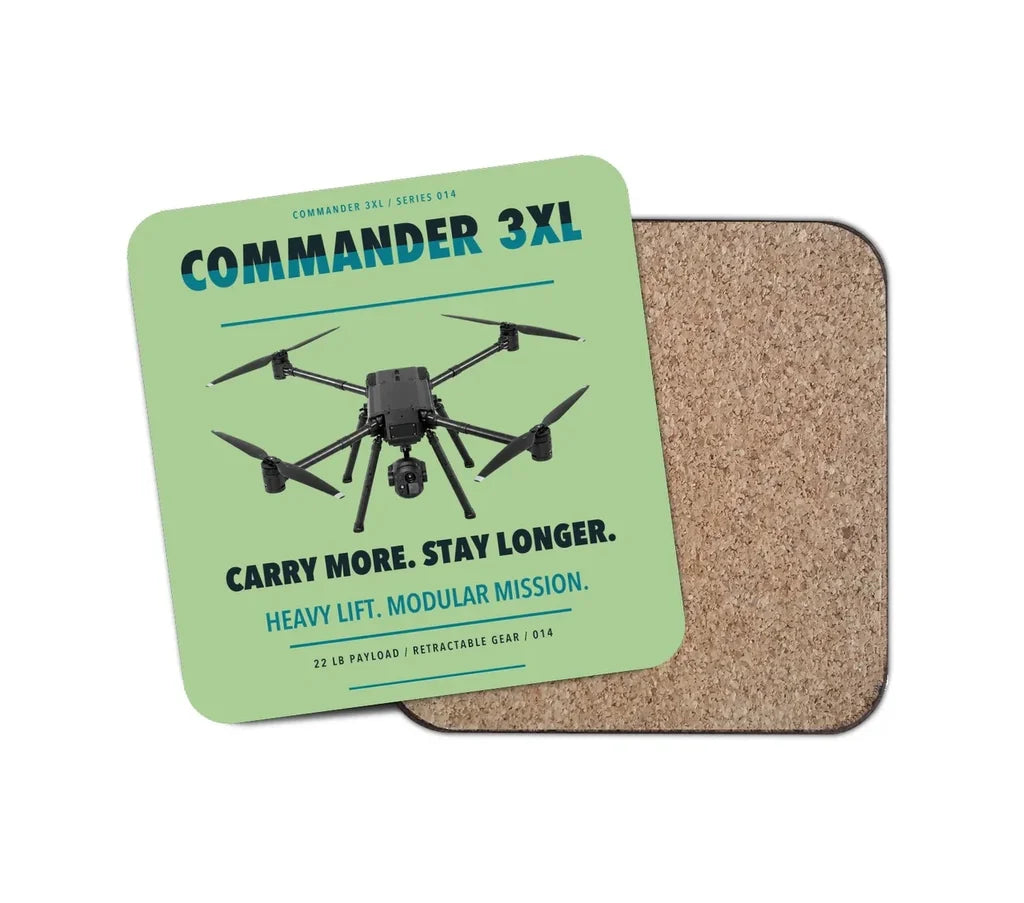 Draganfly Commander 3XL design on light green 1 piece coaster
