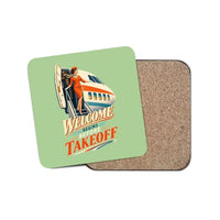 Thumbnail for Welcome Begins Before Takeoff design on light green 1 piece coaster
