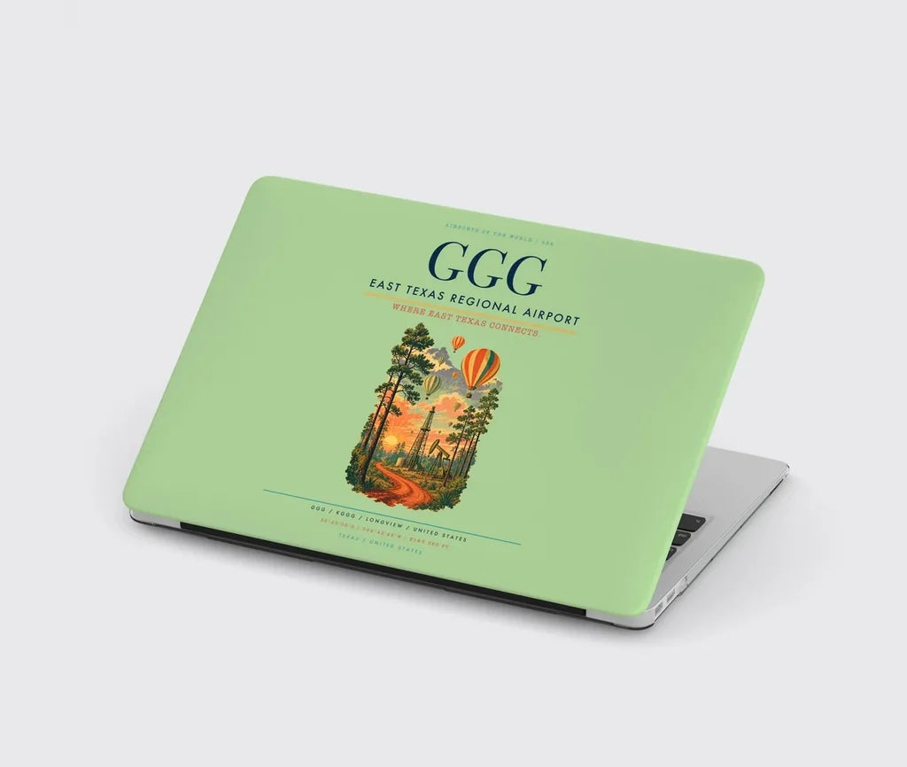 East Texas Regional Airport (GGG) design on light green MacBook case