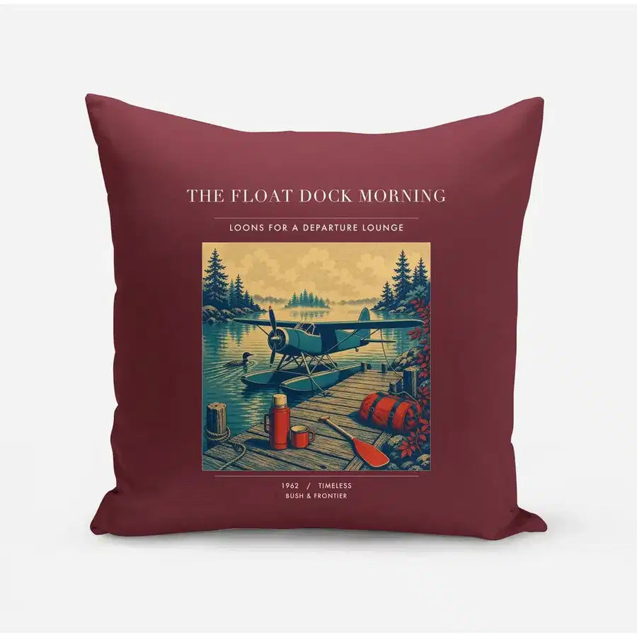 VINTAGE G4195 - The Float Dock Morning - Designed Pillows design on darkred