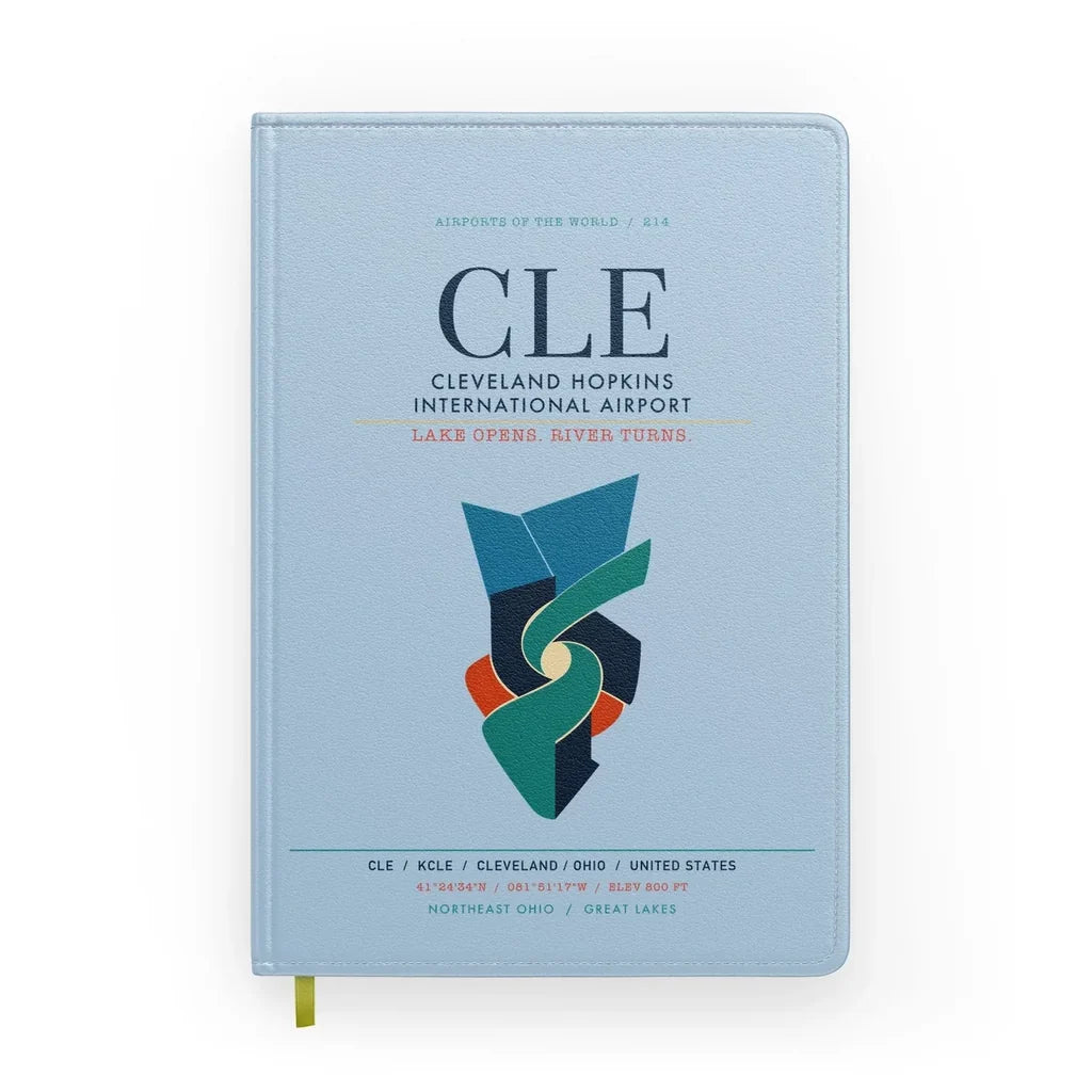 Cleveland Hopkins International Airport (CLE) design on light blue notebook