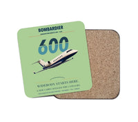 Thumbnail for Bombardier Challenger 600 design on light green 1 piece coaster