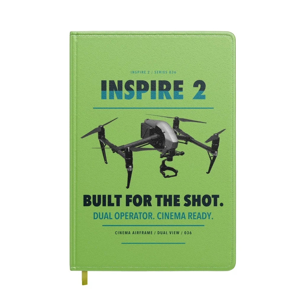 DJI Inspire 2 design on light green notebook
