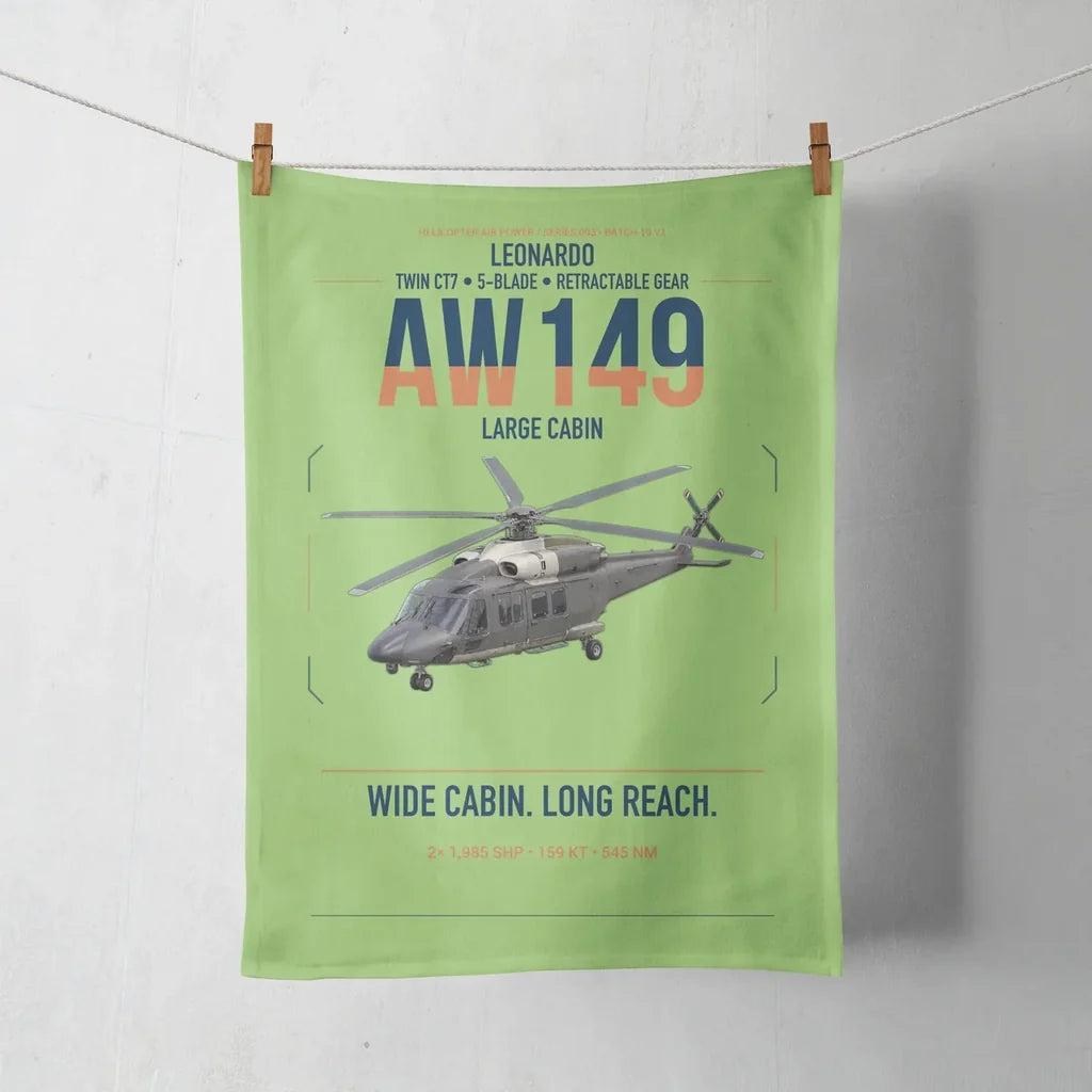 Leonardo AW149 design on light green towel