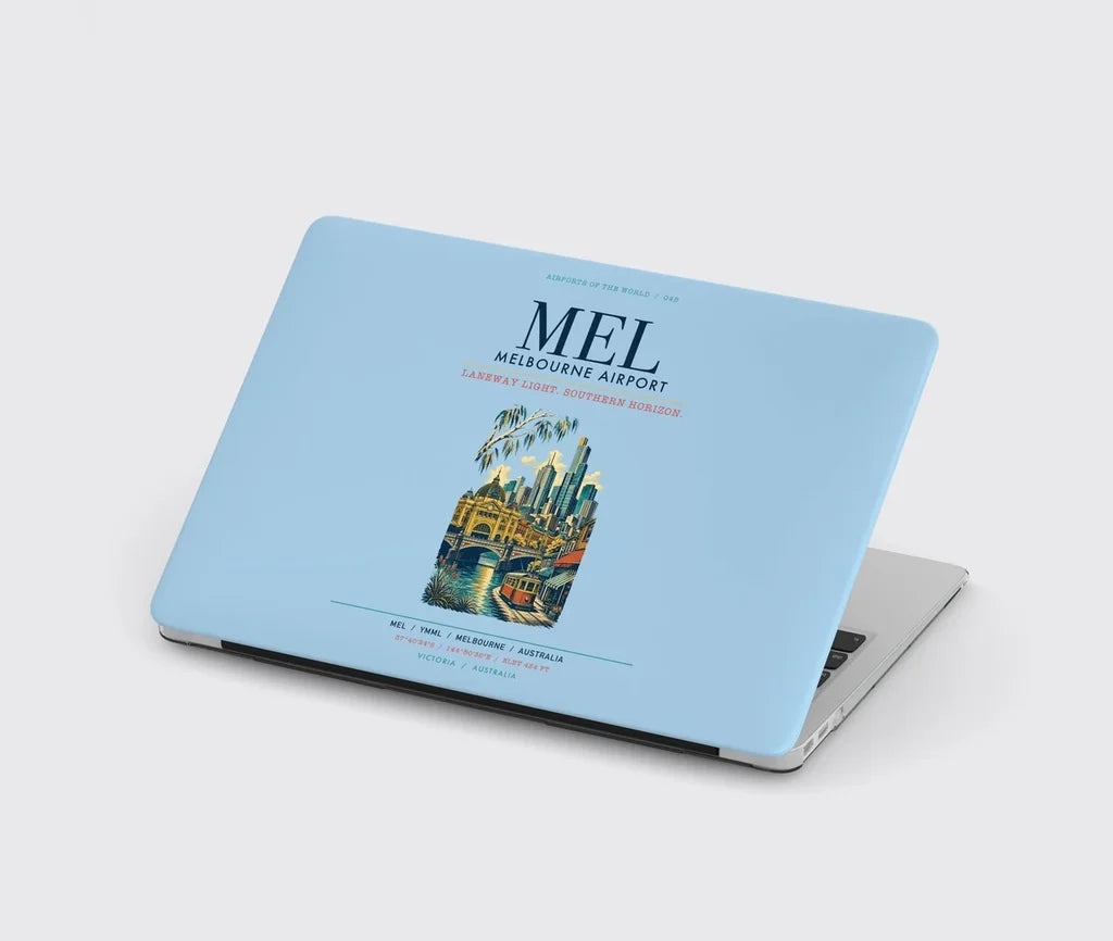 Melbourne Airport (MEL) design on light blue MacBook case