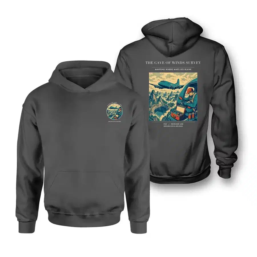 VINTAGE G4293 - The Cave Of Winds Survey - Double-Side Hoodie design on darkgray double side