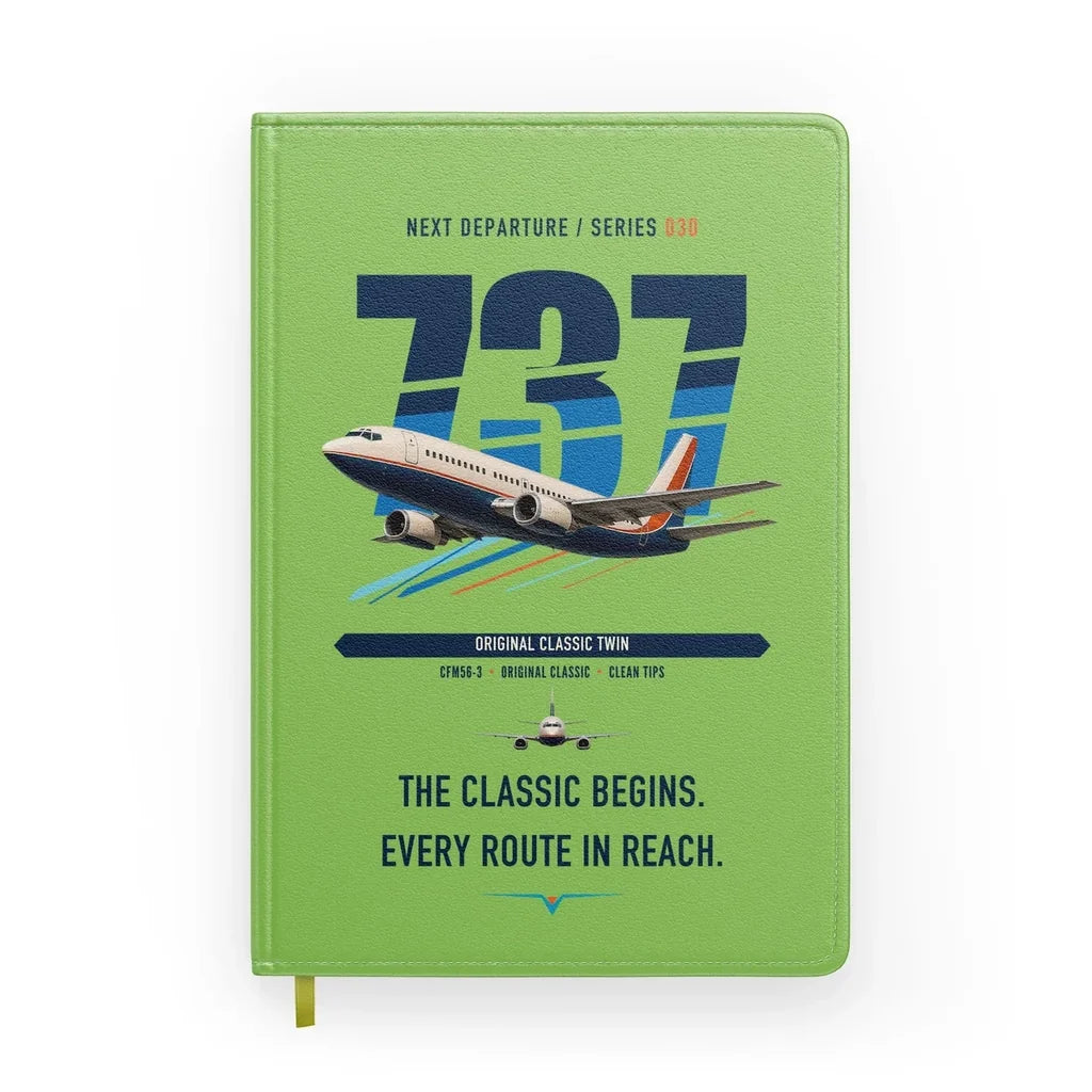 Boeing 737-300 Classic design on light green notebook