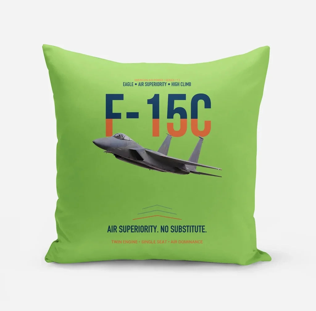 F-15C Eagle Air Superiority No Substitute design on light green pillow