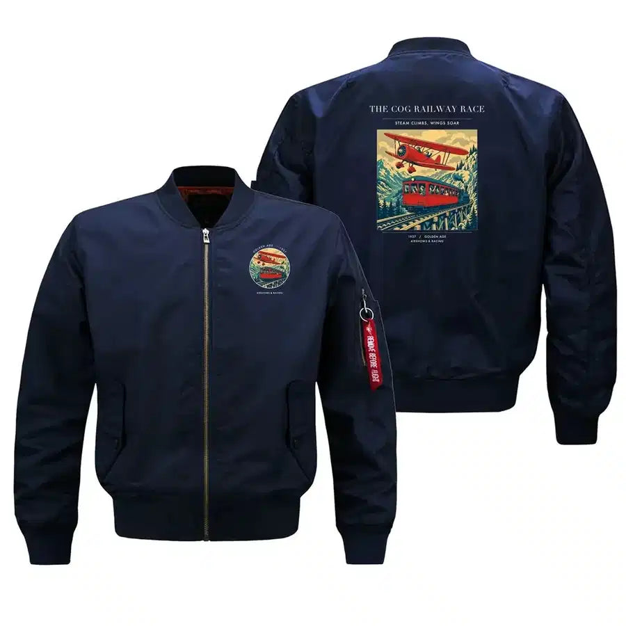 VINTAGE G4347 - The Cog Railway Race - Bomber Jacket design on blue