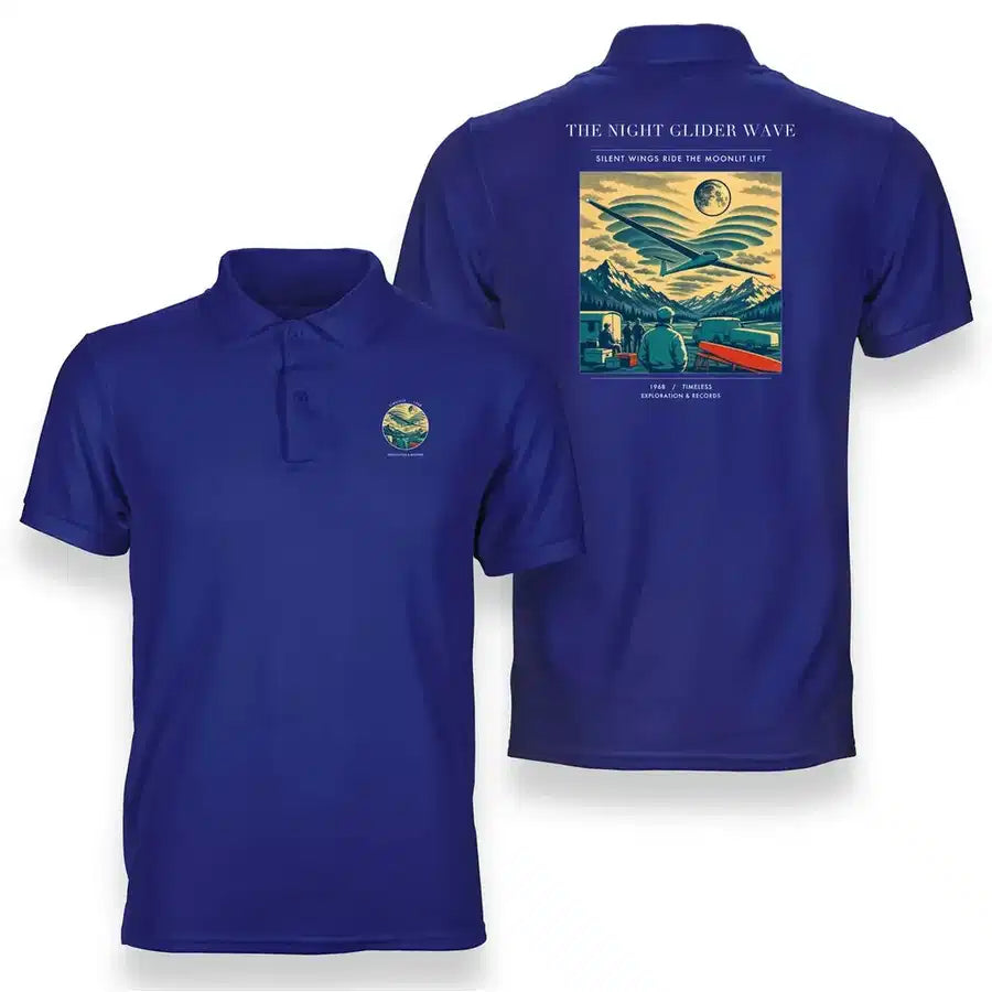 VINTAGE G4473 - The Night Glider Wave - Double-Side Polo T-Shirt design on blue
