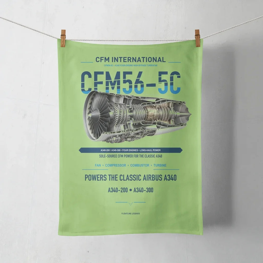 CFM56-5C design on light green towel