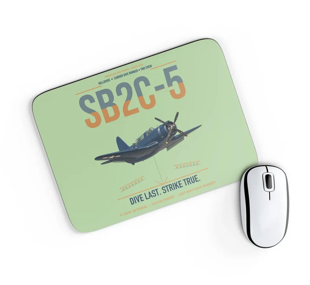 SB2C-5 Helldiver design on light green rectangle mouse pad