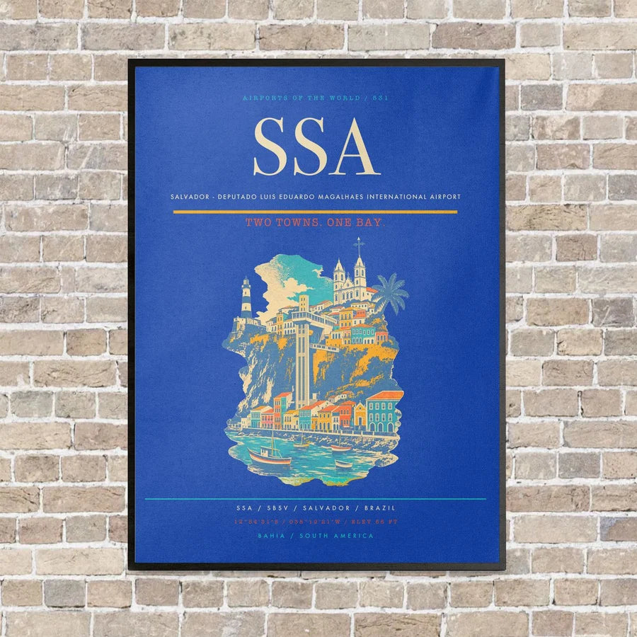Salvador - Deputado Luis Eduardo Magalhaes International Airport SSA - Canvas Framed - Blue