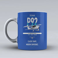 Thumbnail for Tecnam P92 Echo MkII design on blue ceramic mug, double-side print
